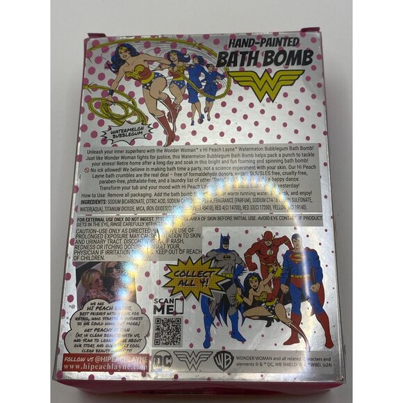 Wonder Woman Hand-Painted Bath Bomb Watermelon Bubblegum Scented Clean Beauty In - Picture 10 of 12